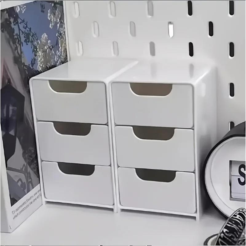 Chic 3-Tier Desk Organizer with Drawers - Ideal for Office Supplies, Jewelry & Cosmetics Storage - Portable Divider Box