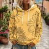 Women's Floral Print Casual Hoodie with Pocket and Long Sleeve Top