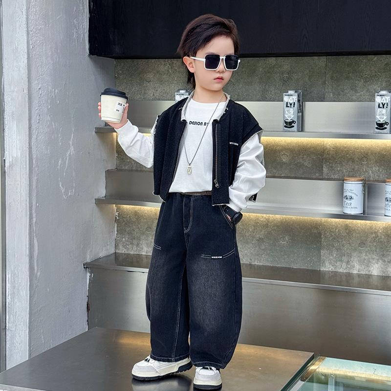 Autumn 2025 Boys' Loose Straight-Leg Jeans - Trendy, Handsome Style