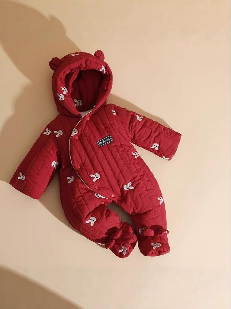 Gepolsterter Baumwoll-Baby-Strampler - Mit Füßen und Langarm für Herbst/Winter