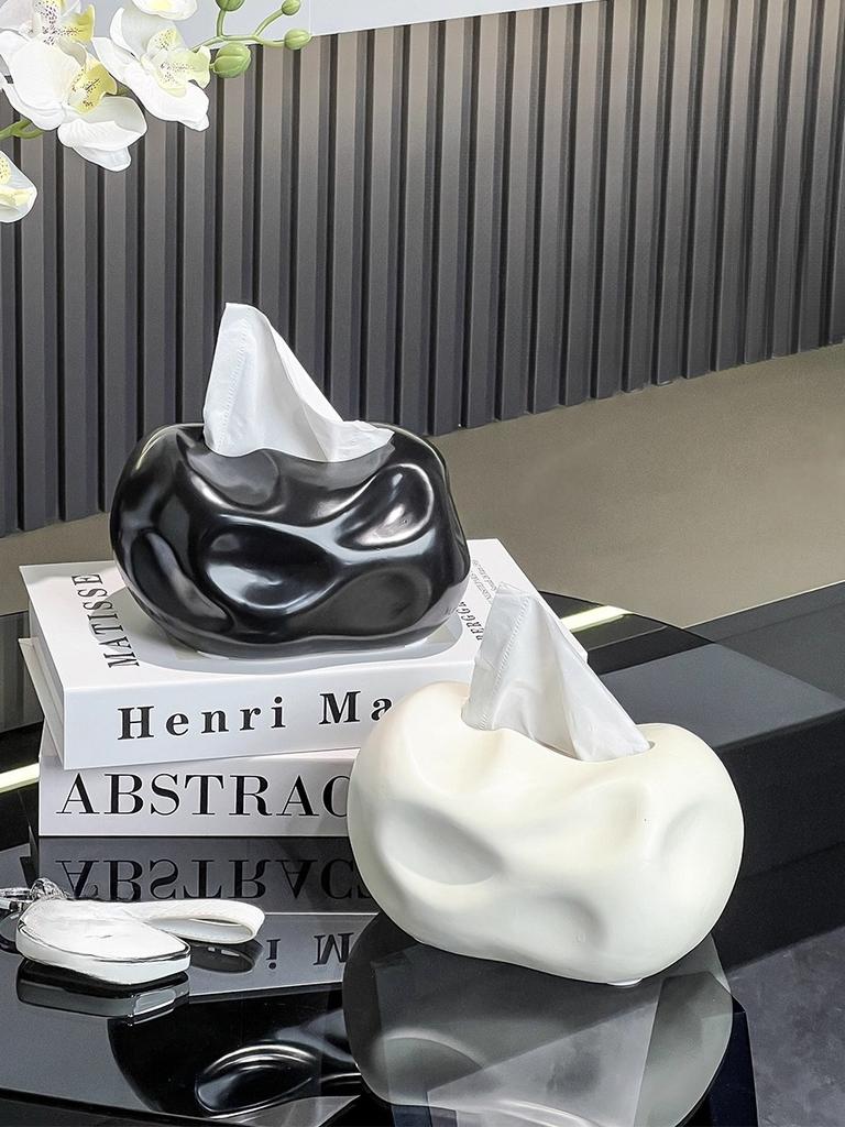 Concavo-convex Ceramic Tissue Box Desktop Decoration Creative Tissue Storage Box Modern Napkin Tissue Holder Home Decoration