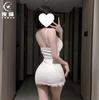 Night cat lingerie floral sexy slim fit sweet spice girl suspender hip nightdress home suit hip belt chest