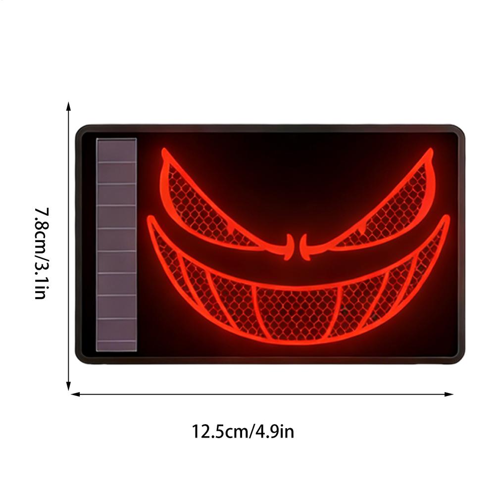 Car Solar Warning Light Devil Eye Decorative Sticker Solar Powered Scary Expression Warning Sign Car Reflective Stickers красный
