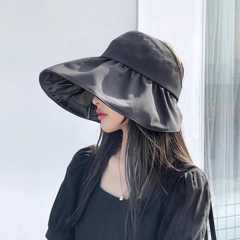 Vinyl empty top sunscreen hat Genuine sunscreen bucket hat Women's empty top vinyl eaves UV protection sun hat