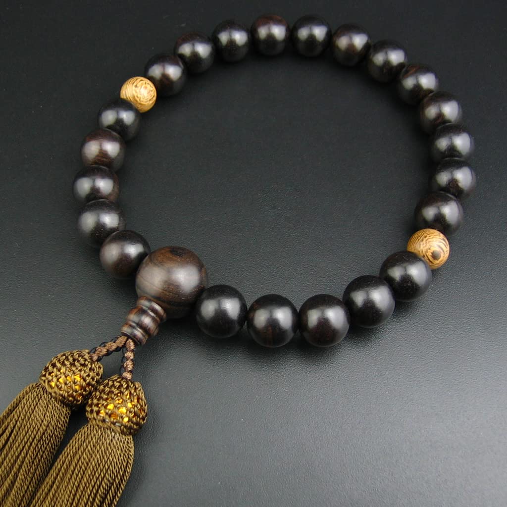 Myorenka Prayer 22 Simple Made of Ironwood with Prayer Bead Suitable for Buddhist Memorial and All Stylish Gift Brown Men's Beads, Ebony, 13mm, Beads,