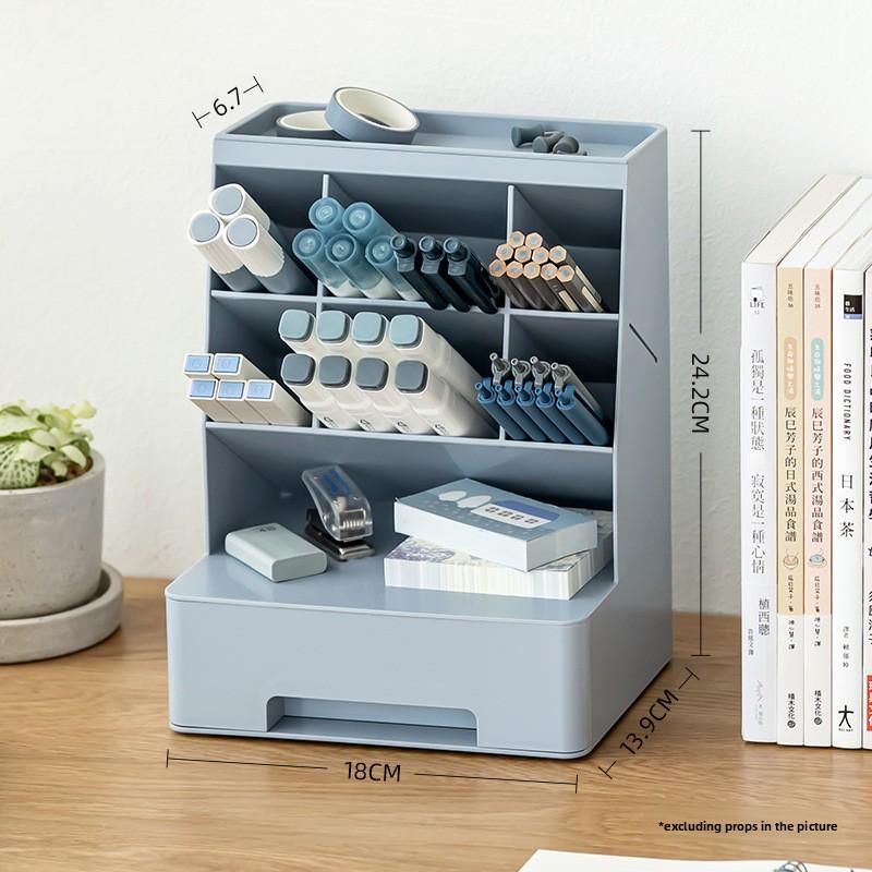 Large Capacity Pencil Holder Desktop Stationery Storage Box Divided Drawer Stationery Organizer for Students Office Storage Rack