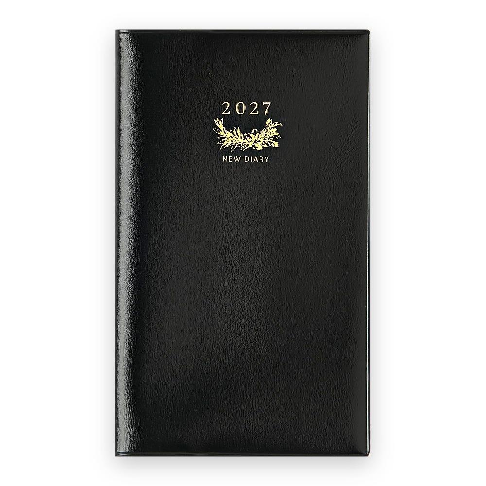 Planner Takahashi Shoten New Diary Alpha 2027 Weekly Left Monthly Horizontal Leather-Look Pen Holder - Black