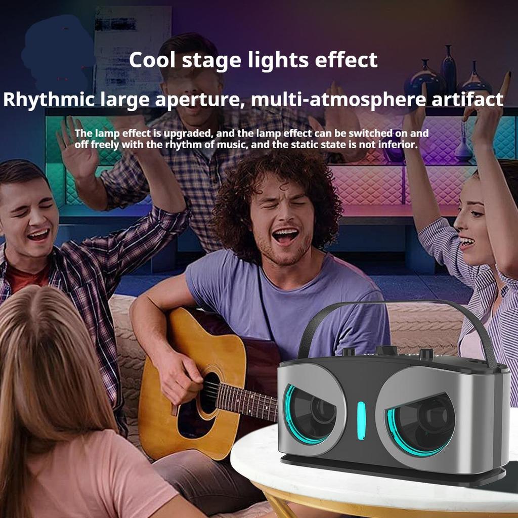 20W Powerful Owls RGB Lights Effect Wireless Bluetooth Speaker Stereo Sound with 2 Mics Portable Subwoofer Outdoor Home Karaoke