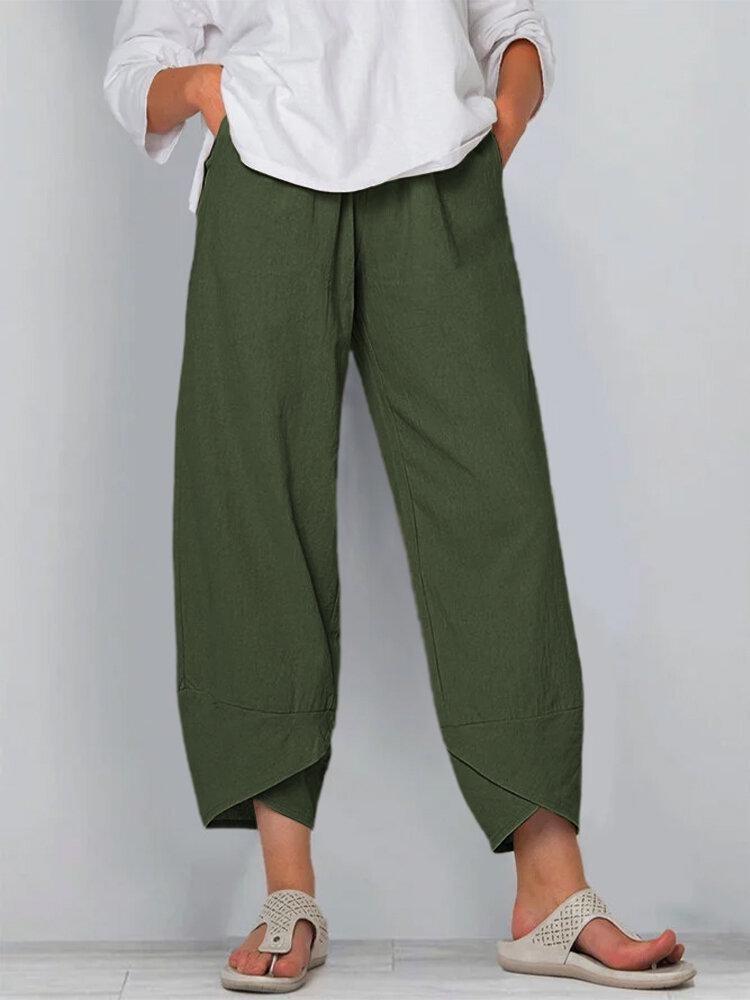 Women Plus Size Casual Loose Solid Color Nine Point Pants Cross Border Collection New