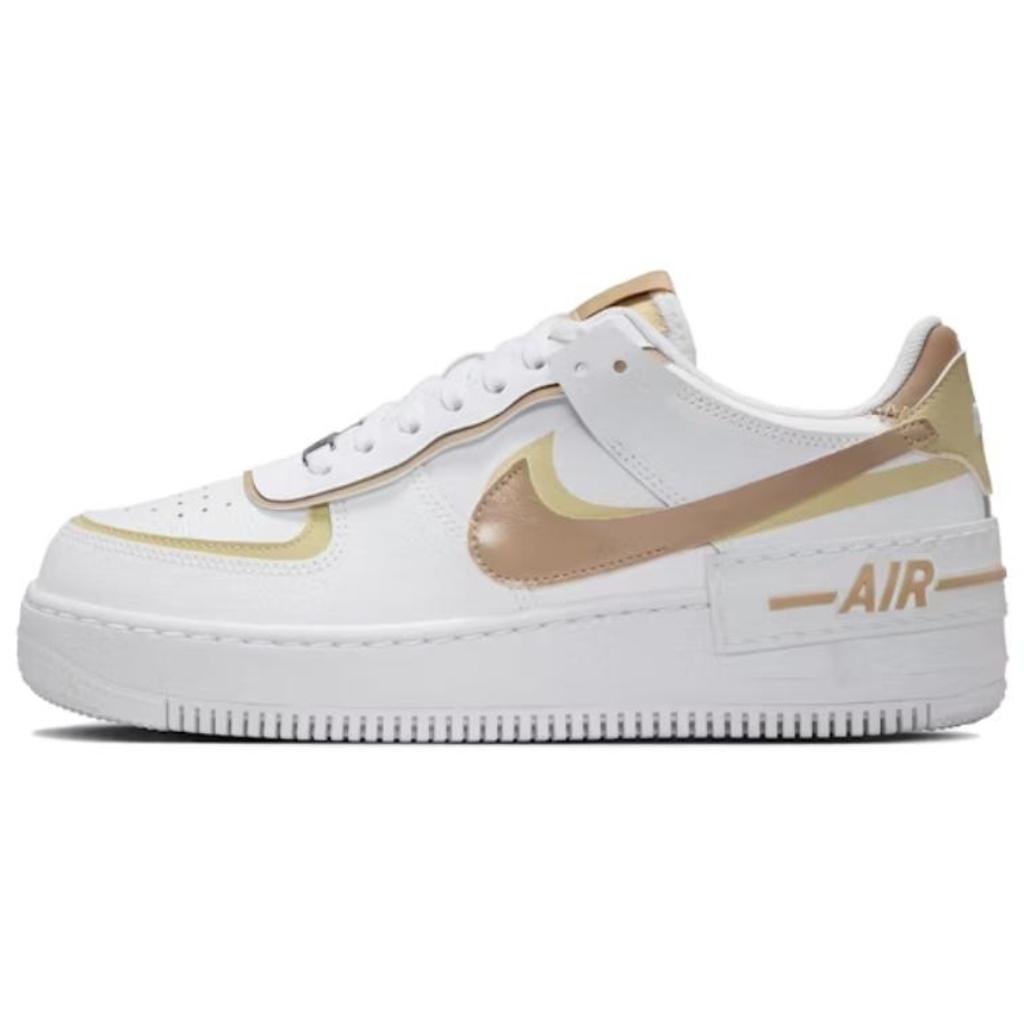 New Nike Air Force 1 Low Shadow White Team Gold Rattan Women's DZ1847-111
