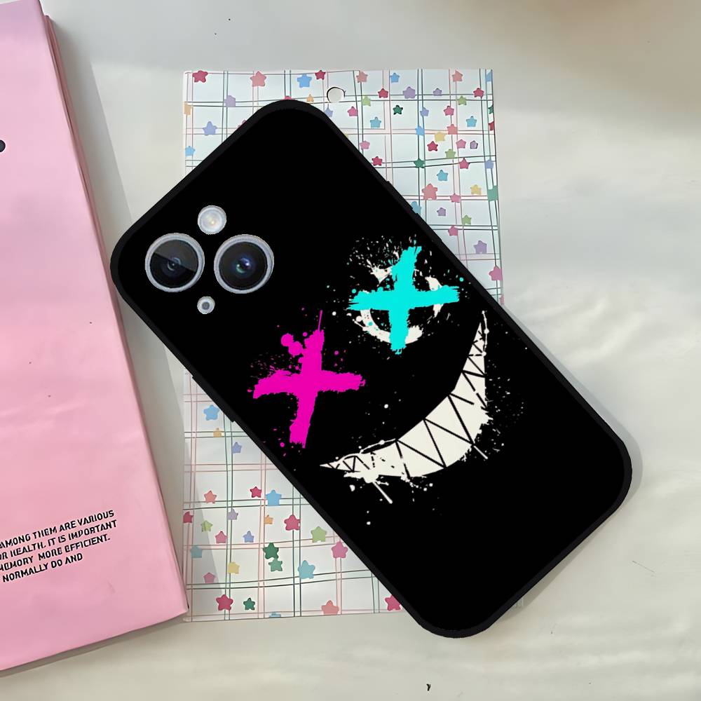 D-Devils-faces-S Phone Case For IPhone 1716 15 14 13 Pro Max 11 12 Mini X Xs XR Black Silicone Cover