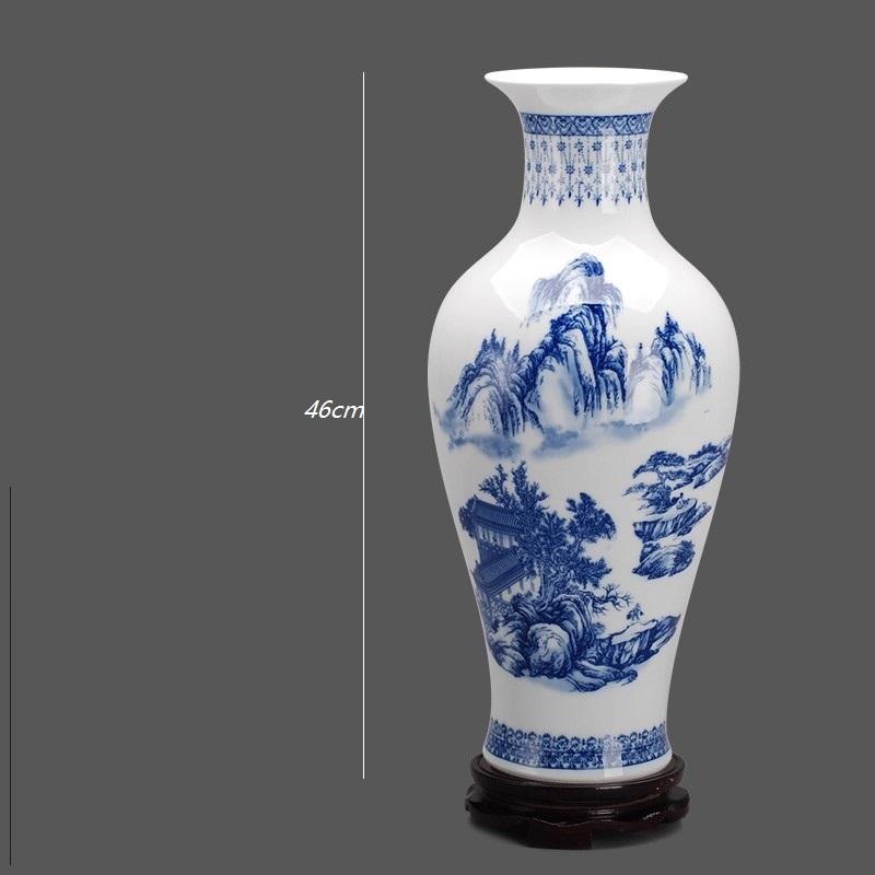 46cm Large Vase Jingdezhen Ceramic Vase Ornament Classical Blue and White Porcelain Pink Vase Home Decoration Decoration Crafts