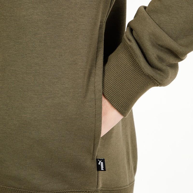 Puma Solid Color Sports Knit Drawstring Hoodie Men Tops Army-Green 846413-44
