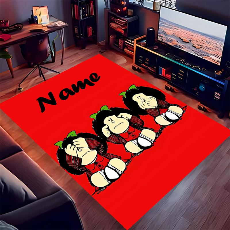 Custom Personalization Mafalda Print Area Rug - Soft, Washable Non-Slip Indoor Mat,Living Room,Home&Office Decorative Rug