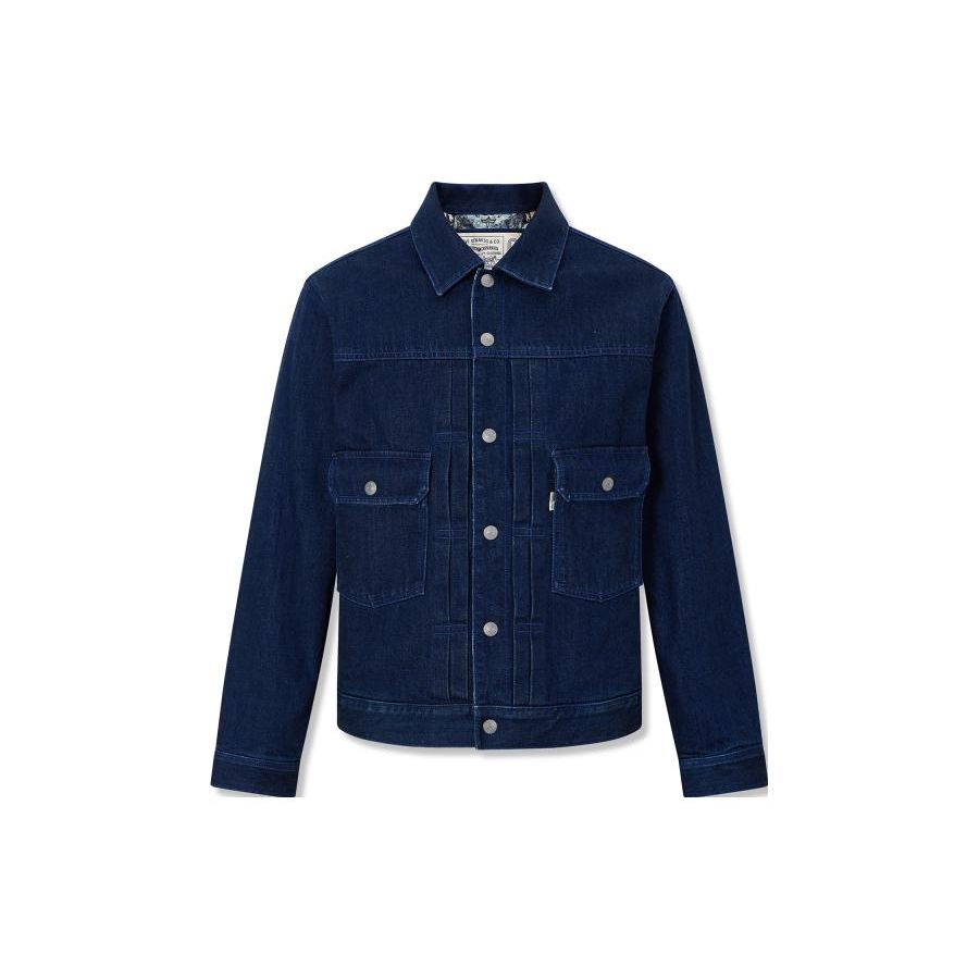 

Levis Dunhuang Series Ss23 однотонная однобортная джинсовая куртка с длинным рукавом, мужская куртка темно-синего цвета A7782-0000 S