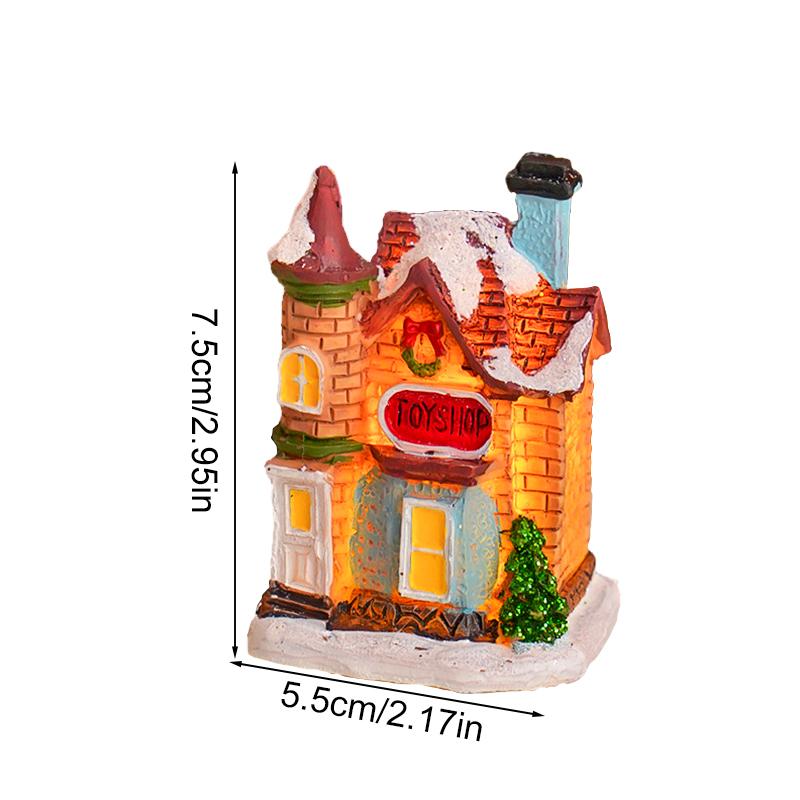 

1Pc Craft Desktop House Decor Warm Lighting Snow Cover Resin Romantic Christmas Figurine Statue Glowing House Ornament Festival A