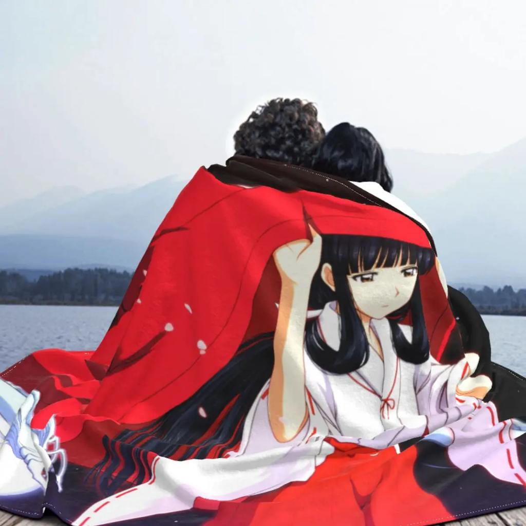 Kikyou Coral Fleece Plush Throw Blankets Japanese Anime Inuyasha Blankets for Bedding Office Super Warm Bedding Throws