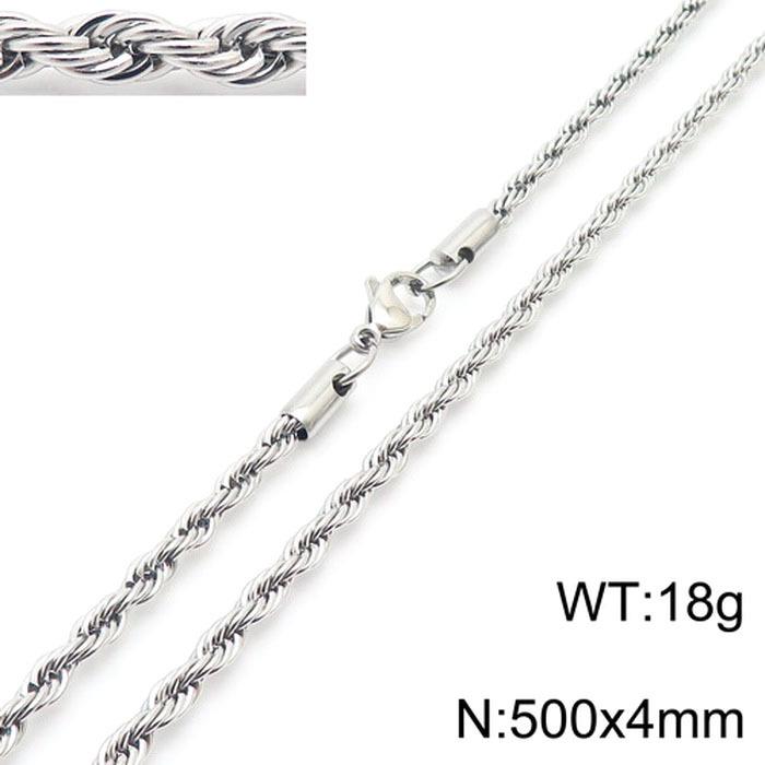 Spot Multi-Size Stainless Steel Twisted Rope Chain Necklace for Couples - Unisex Titanium Steel Design