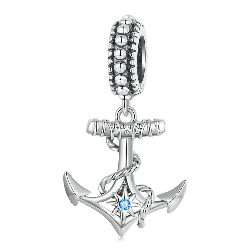 Bamoer 925 Silver Titanic Series Love Shape Beads Ship Anchor Charms for Women Bracelet Bangle DIY Valentine's Day Gift