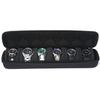 AUKURA 6 Watch Roll Travel Case, Hard Zipper Case Storage Organizer, Unisex, Non-Moving Watch Pillow (Black 6 Slots)