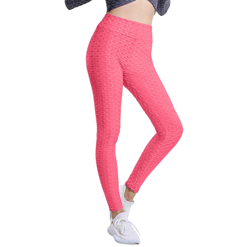 Women's Fashion Jacquarded High Elastic Sports Bodybuilding Cropped Pants Fitness Solided Color High Waist Hip Leggings