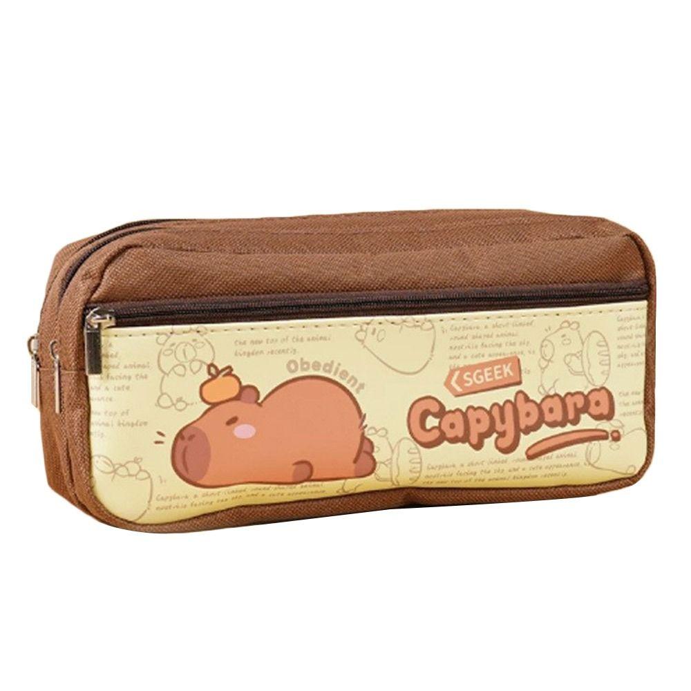 Canvas Pen Bag Panda/Capybara Pencil Case Cute Stationery Organizer  for Students