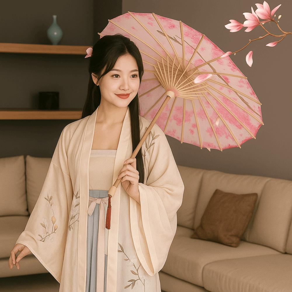 Bamboo Ancient Dance Umbrella Handmade Hanfu Umbrella Oil Paper Umbrella Photograph Prop