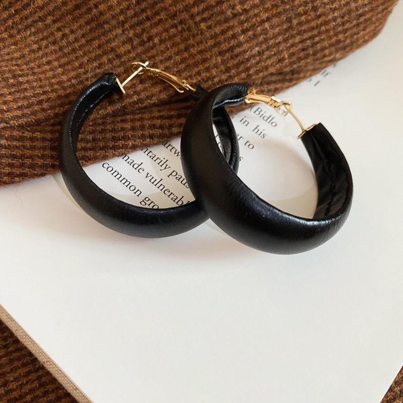 Silver Needle Black Crystal Geometric Stud Earrings Niche Versatile Earrings Temperament Light Luxury Premium Earrings