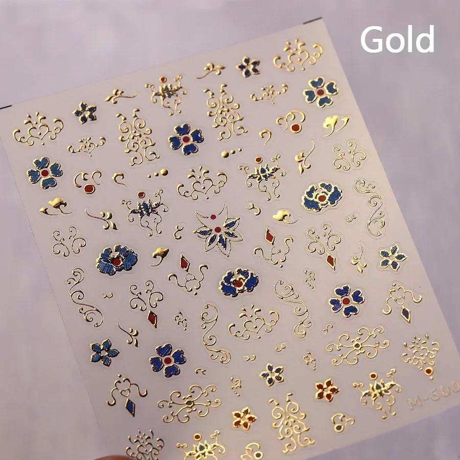 Bohemian Pattern Colorful Love Moon Pearl Crystal Rhinestone 5D Nail Art Sticker Self Adhesive Decoration Manicure Decal
