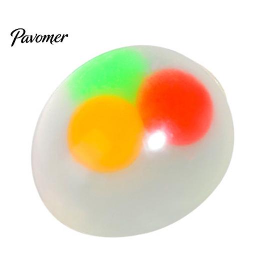 Calming Sensory Toy 3Pcs Clear Stress Ball for Anxiety Relief, Squeeze with Colorful Beads Inside, Reduction Transparent Fidget Toys