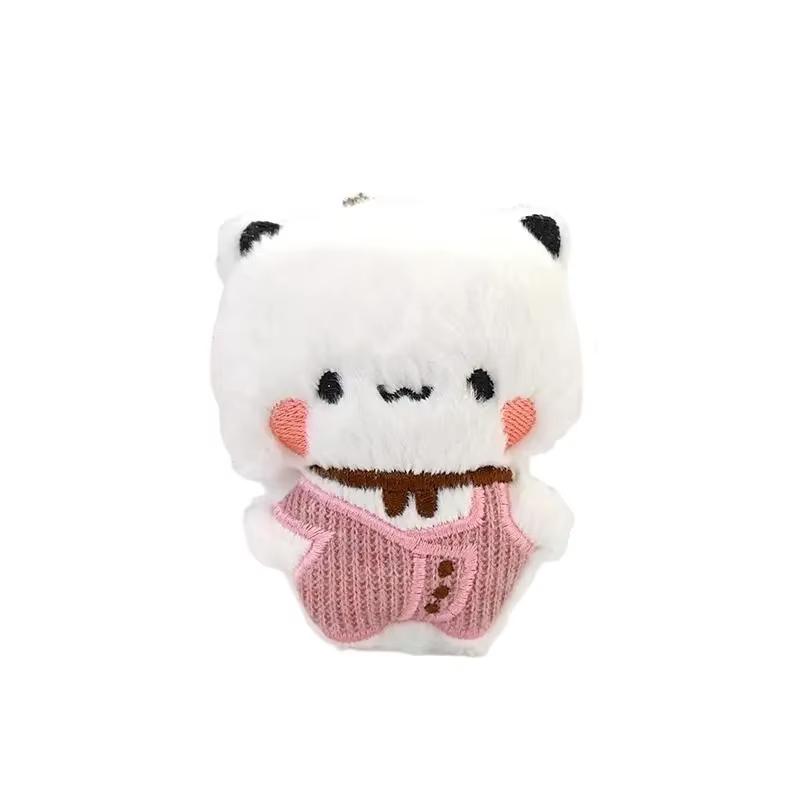 Cute Bubu Dudu Plush Keychains Soft Fluffy White & Brown Teddy Bear Bag Charm, Kawaii Stuffed Animal Pendant for Backpacks