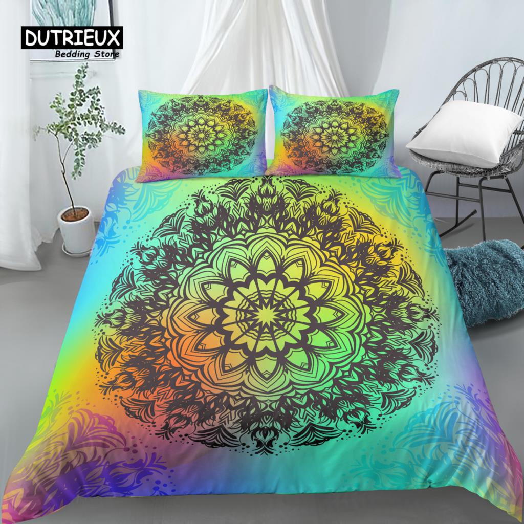 Home Living Luxury 3D Mandala Print 2/3Pcs Comfortable Duvet Cover PillowCase Bedding Sets Queen and King EU/US/AU Size
