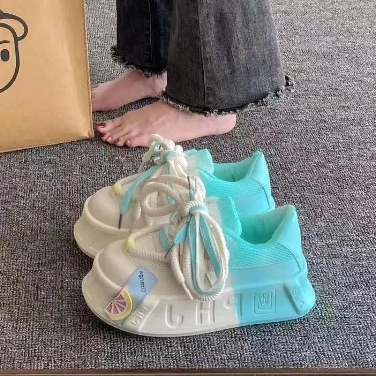 Fashion Luxury New Women's Trendy Versatile Colored Casual Shoes Spring and Autumn Thick Soles Increase Comfort Sports Board Shoes