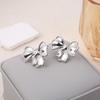 Korean Blogger Style Bow Design Silver Stud Earrings - Elegant, Versatile, High-Grade Accessory