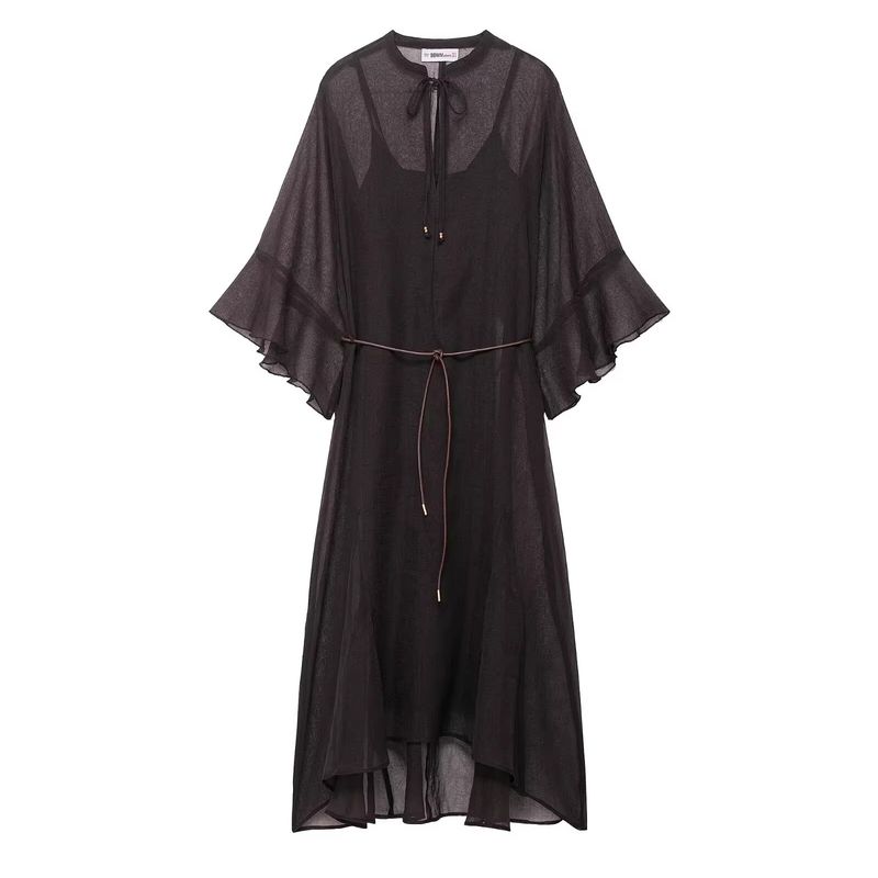 Araltay New Arrival Fashion Style Women's Clothing Fashion All-Match Minimalist Kraft Tan Belt Dress 1165171