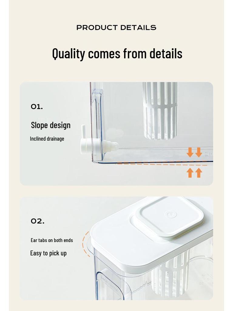 Refrigerator Cold Water Kettle with Faucet - Beverage and Fruit Juice Bucket, Ice Water and Tea Dispenser.