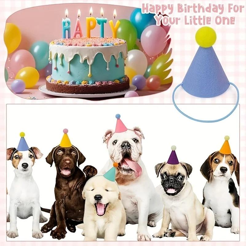 6pcs Pet Party Hat Colorful Mini Party Hats for Stuffed Animals Pet- Assorted Birthday Hats for Doll Dogs Cats Rabbits Puppies