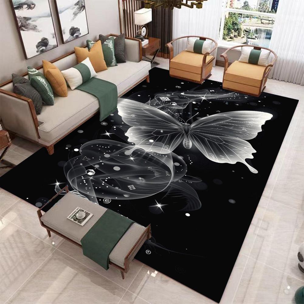 Living Room Carpet Abstract Butterfly Pattern Carpets Machine-washable Floor Mat Anti-slip Soft Study and Bedroom Rug