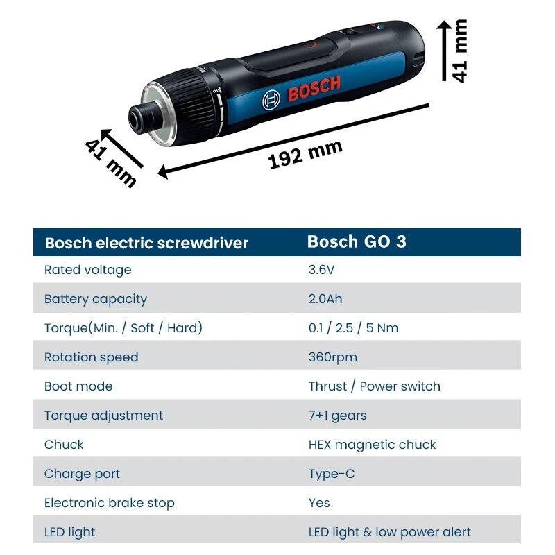 Bosch Go 3 Electric Screwdriver Professional Cordless Screwdriver 7+1 Gear Torque Rechargeable Cordless Drill Go 2 Upgrade