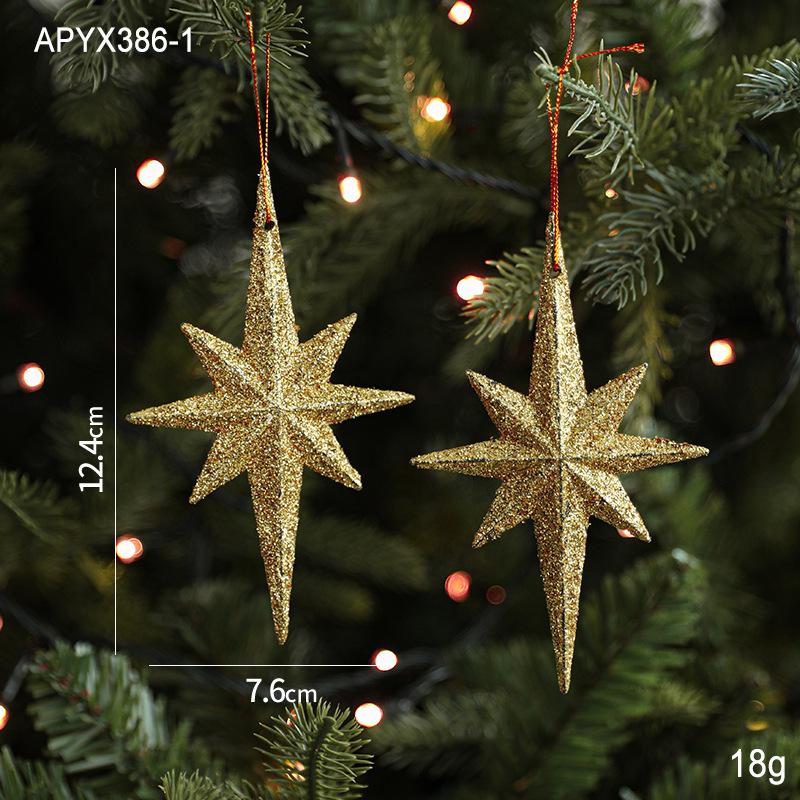 Sticky Powder Explosion Octagonal Star Pendant Ornament for Christmas Tree and Door Decoration
