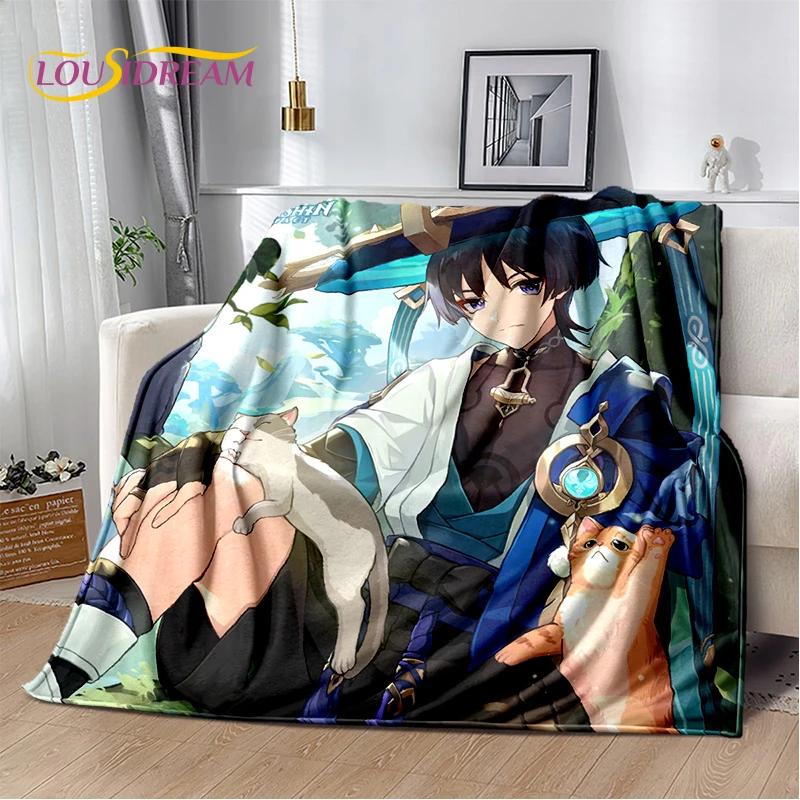 Genshin Impact Cartoon Character Soft Throw Blanket for Bedroom Sofa Picnic  Perfect Child Gift