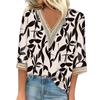 Women's Shirt Blouse Casual Loose Shirts 3/4 Sleeve Lace Trims Print V Neck Tops Print Tops T-shirts Tee