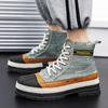 2024New Men's Boots Canvas New Winter Casual Shoes Luxury Ankle Hiking Safety Motorcycle Chelsea Cowboy Combat BootsHard-Wearing