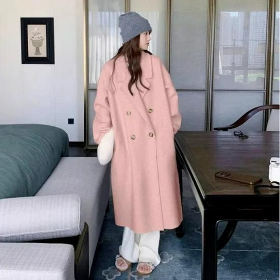 Korean Style Women's Mid-Length Wool Coat: 2024 Autumn/Winter Slimming Fashion