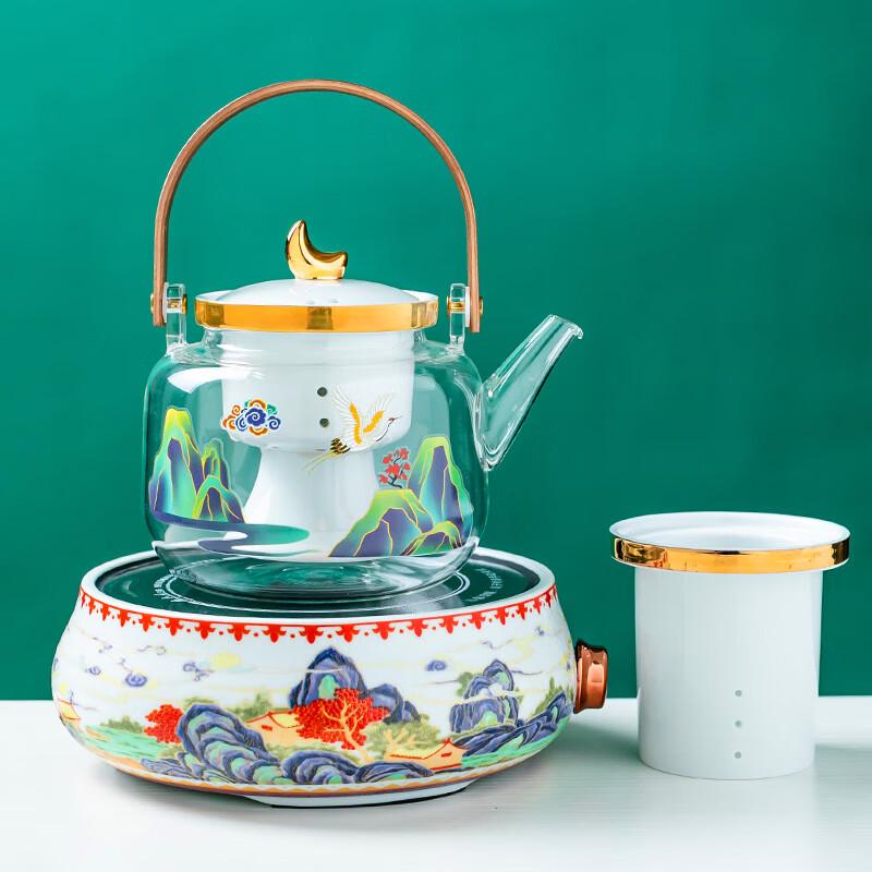 Hand-Painted Glass Tea Brewing & Steaming Pot Set
