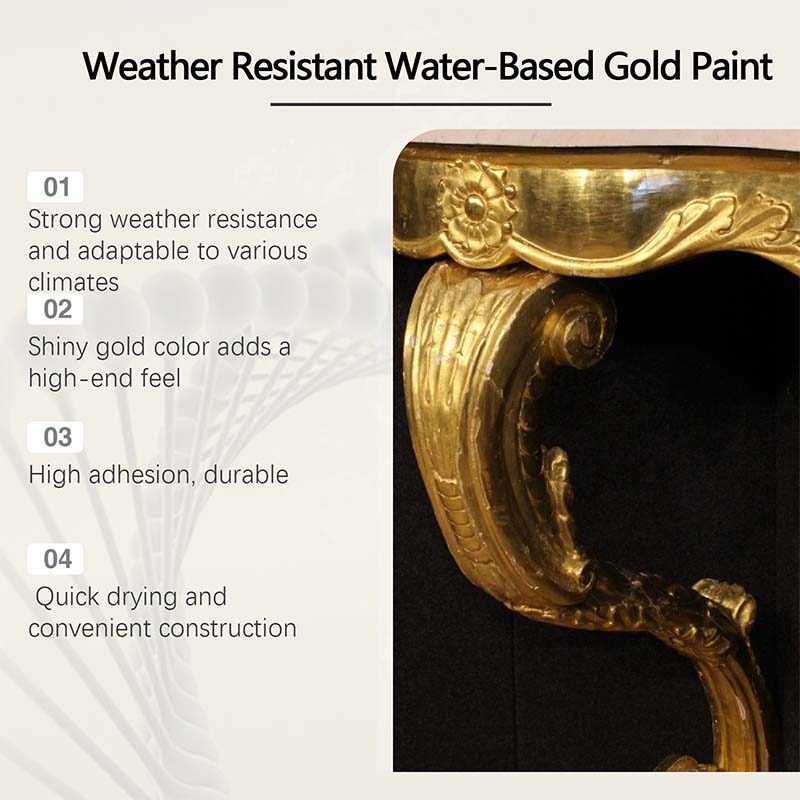 Weather Resistant Water-Based Metallic Gold Paint High Gloss UV Protection for Columns Railings Outdoor Furniture