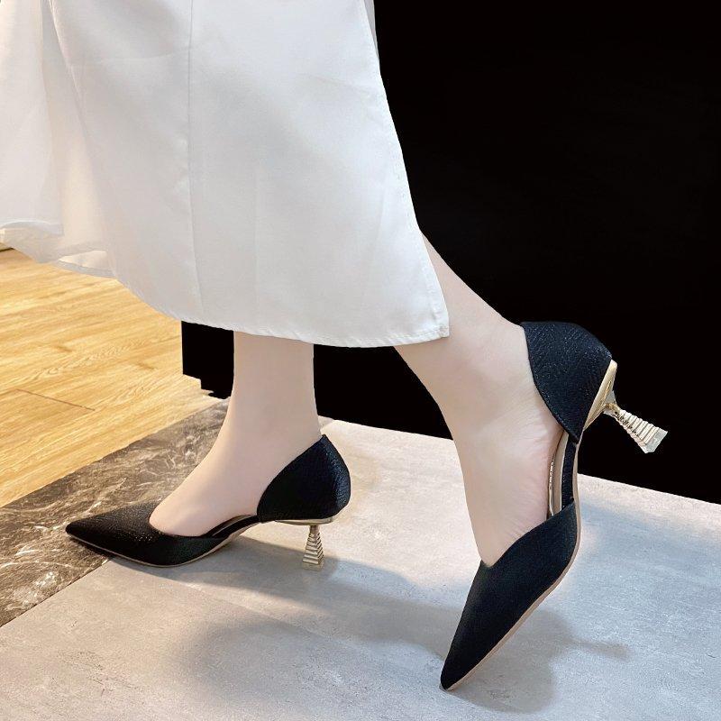 Modische Kitten Heels Schuhe für Damen High Heels Pumps Damenschuhe Flacher Ausschnitt Hohl Hochzeitsschuhe Partyschuhe für Damen