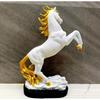 Decorative Horse Sculpture, White with Golden Mane and Tail, 33 Cm Home Decoration Office Table Gift.