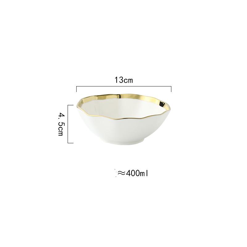 Nordic Golden Stroke Ceramic Plate Light Luxury Black White Pasta Steak Dinner Plates Dessert Dishes Soup Bowls Home Tableware