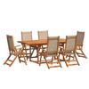 Vidaxl 7-Cz. Garden Furniture Set, Solid Acacia Wood and Textilene